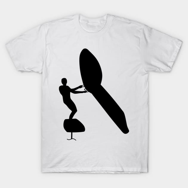 Wing surfer doing wingfoiling with foil wing T-Shirt by der-berliner